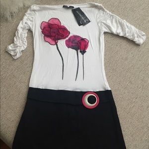 Rinascimento italian flower embellished b&w dress